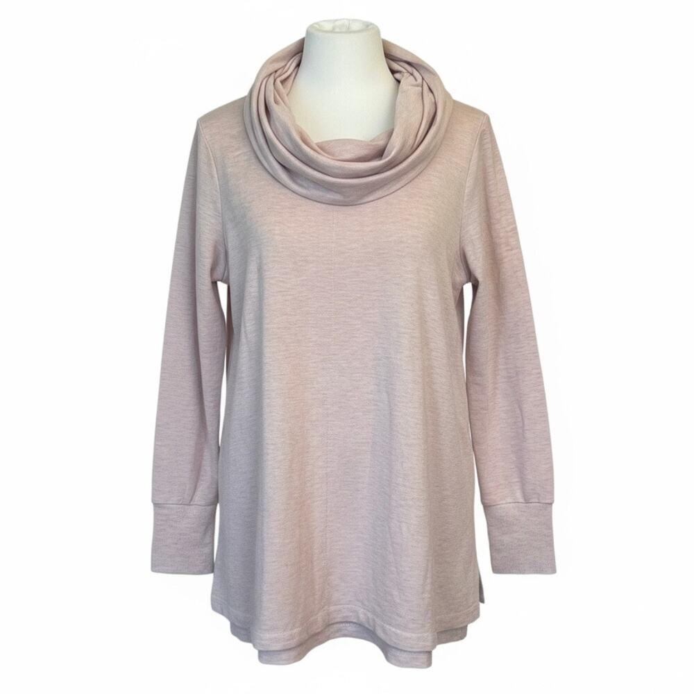 Cupio Cowl Neck Tunic Top Pink/Blush Knit Long Sleeve Relaxed Fit Tunic XL